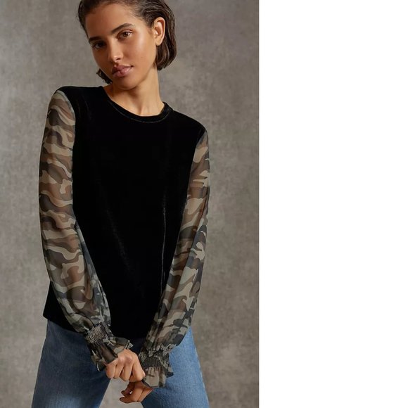 new Anthropologie NAOMI VELVET TOP - Picture 1 of 6